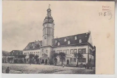 68457 Ak Pegau Rathaus mit Ratskeller 1909
