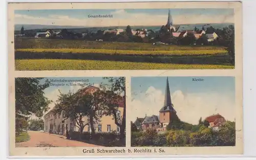 68185 Mehrbild Ak Gruß aus Schwarzbach bei Rochlitz Materialwarengeschäft 1928