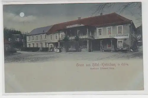 67801 Ak Gruss de l'Hôtel Kretscham à Oybin vers 1900