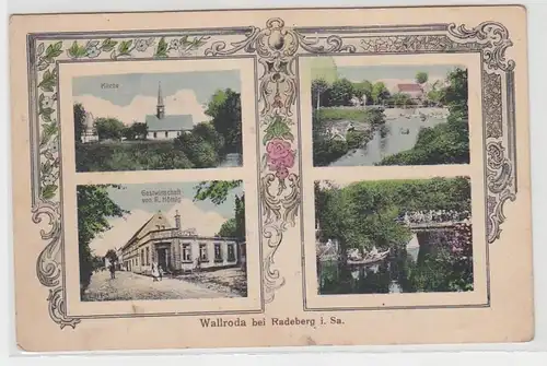 67728 Mehrbild Ak Wallroda bei Radeberg i.Sa. Gastwirtschaft, Kirche usw. um1910