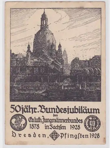 64217 AK 50jähr. Bundesjubiläum des Ev. Luth. Jungmännerbundes Dresden 1928