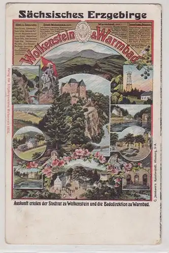 63852 Ak Sächsisches Erzgebirge Wolkenstein und Warmbad 1906