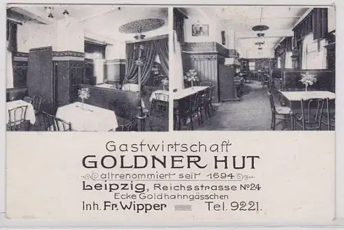 63333 Mehrbild Ak Leipzig Gastwirtschaft Goldner Hut Reichsstraße 24,1923