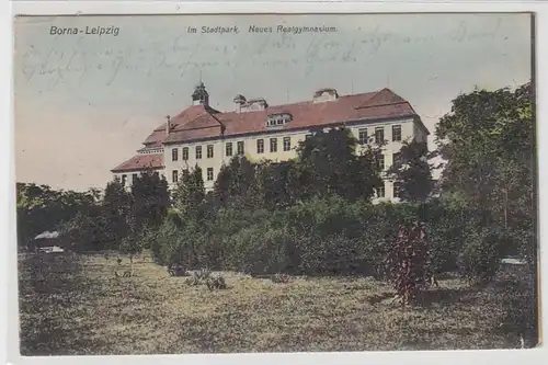 25006 Ak Borna-Leipzig im Stadtpark neues Realgymnasium 1909