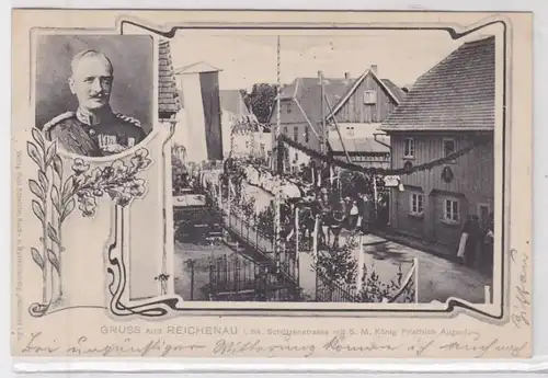 20412 Ak Gruß aus Reichenau der König in der Schützenstrasse 1905