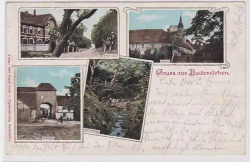 94725 Lithografie AK Gruss aus Badersleben - Sudentor, Kloster, Mariaspring 1907