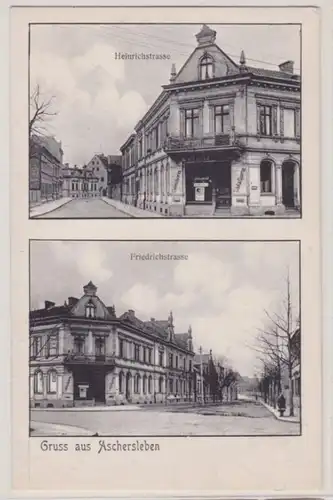 93912 Mehrbild Ak Gruß aus Aschersleben Heinrichstraße & Friedrichstraße 1914