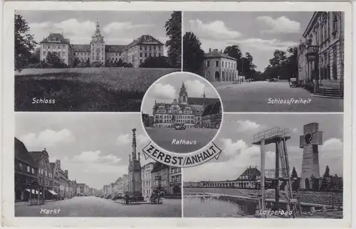 92277 AK Zerbst Anhalt - Schloss, Markt, Loeperbad & Rathaus 1940