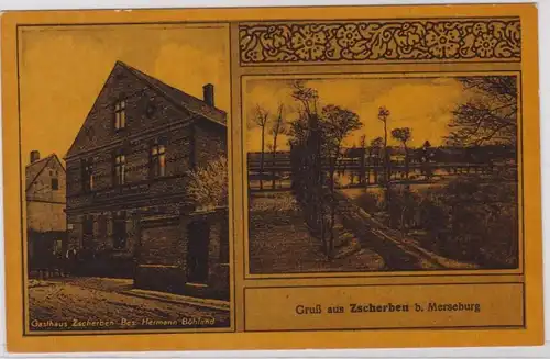 92074 AK Salutation de Zscherben près de Merseburg - Gasthaus, propriétaire Hermann Bohland