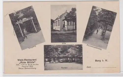 90364 Mehrbild Ak Burg b. M. Wald Restaurant 'Rote Mühle' 1917