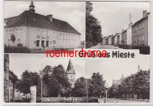 84863 Foto Ak Mieste POS Schule, Schillerstraße, Blick zur Kirche 1979