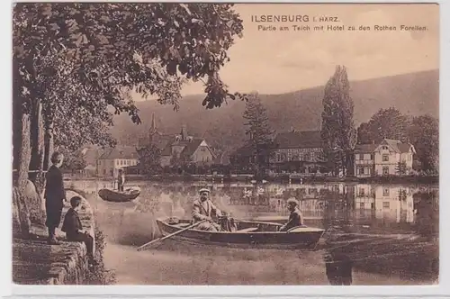 72091 AK Ilsenburg i. Harz - Partie am Teich mit Hotel zu den Rothen Forellen