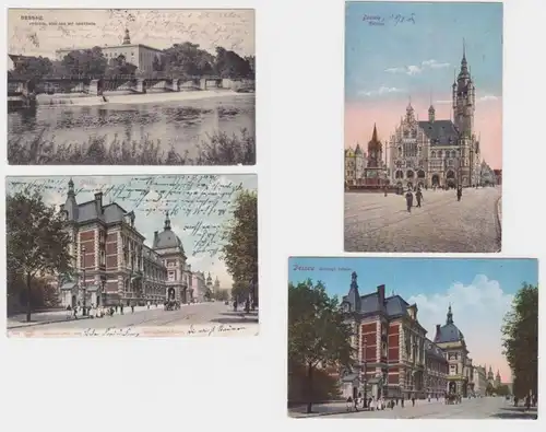 71466/4 Ak Dessau Vues de la ville, Hôtel de ville et palais, château vers 1920