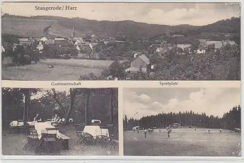 69488 Ak Stangerode Harz Gasthaus zum schwarzen Roß, Sportplatz 1937