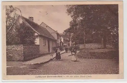 69444 Ak Luftkurort Gernrode Harz an der alten Stadt Linde um 1920