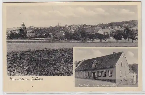 69269 Ak Gruß aus Bräunrode im Südharz Gasthof zur Linde um 1940