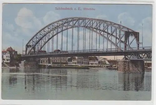 56529 Ak Schönebeck an der Elbe Elbbrücke 1918