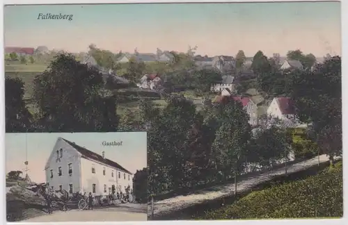 39559 Mehrbild Ak Falkenberg - Gasthof und Totalansicht der Stadt 1911