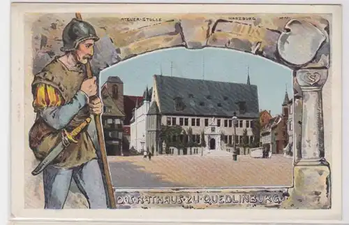 20883 Künstler Ak Das Rathaus zu Quedlinburg um 1910