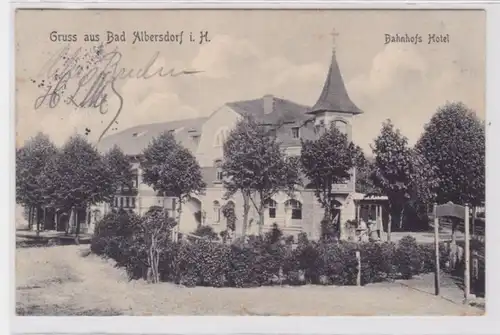 94602 Ak Salutation de Bad Albersdorf à Heide Bahnhofs Hotel 1913