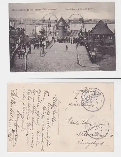 91933 AK Brunsbüttelkoog au Kaiser Wilhelm-Kanal - ferry à vapeur vers le sud 1915