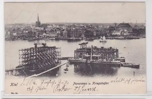 90662 Ak Kiel Panorama et port de guerre 1905
