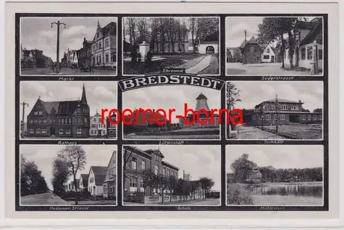 85094 Mehrbild Ak Bredstedt Ehrenmal, Turnhalle, Schule usw. um 1940