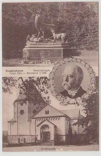 70696 Multi-image Ak Friedrichsruh Prince Bismarck, groupe de cerfs, chapelle de la crypte 1924