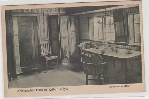 67560 Ak Altfriesisches Haus Keitum auf Sylt Wohnzimmer (Koev) um 1930