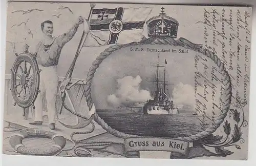 33992 Ak Salut de Kiel S.M.S. Allemagne en Salute 1908