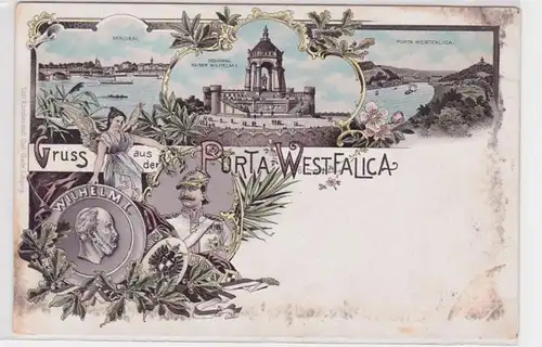 92045 Ak Lithographie Gruss de Porta Westtalica vers 1900