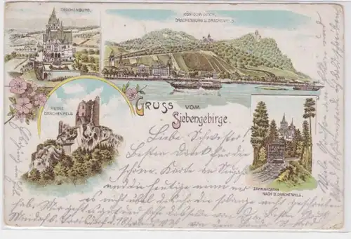 91293 Mehrbild Ak Gruss vom Siebengebirge Drachenburg und Drachenfels 1900