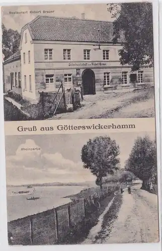89853 Multi-image Ak Salutation de Götterswickerham Restaurant et partie du Rhin 1921