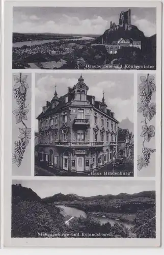87347 Mehrbild Ak Drachenfels, Königswinter am Rhein, 'Haus Hindenburg'