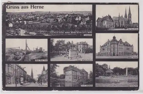 85836 AK Gruss de Herne - Zeche, Château, Eglise, Bureau de poste, Jardin de ville & Totale