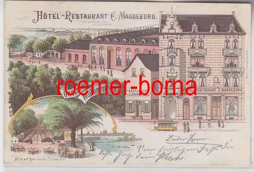 74440 Ak Lithographie Gruss de Mülheim /Rhein Hotel-Restaurant C. Magdeburg 1902