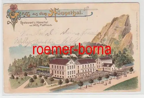 73807 Ak Lithografie Gruss aus dem Hönnethal Restaurant z. Hönnethal 1901