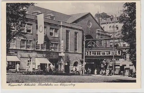 69731 Ak Wuppertal Elberfeld Schwebebahn am Döppersberg um 1940