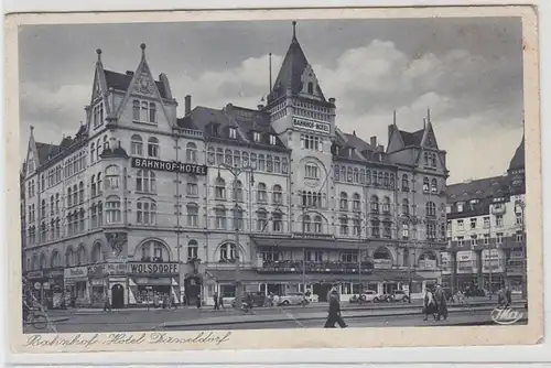 67426 Ak Düsseldorf Bahnhof-Hotel um 1930