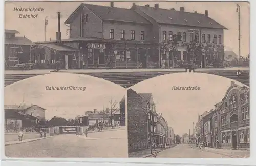 67103 Mehrbild Ak Holzwickede Bahnhof, Bahnunterführung, Kaiserstraße um 1915