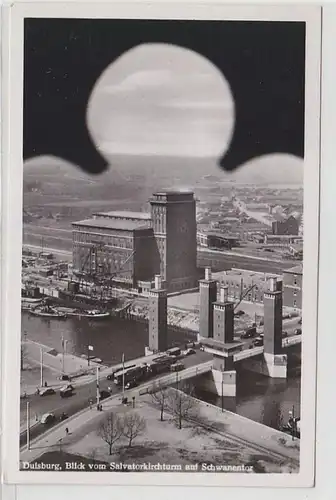 50483 Ak Duisburg Blick vom Salvatorkirchturm auf Schwanentor 1956