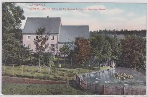34250 Ak Lahnhof - Quelle der Lahn im Keller des Forsthauses um 1910