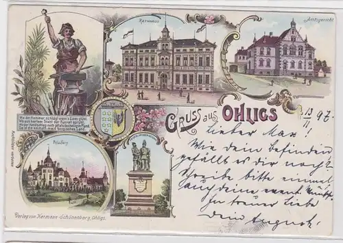 10820 Ak Lithographie Salutation du monument guerrier Ohlig, etc. 1897