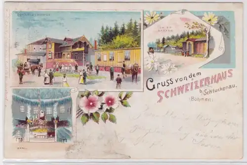 94405 Ak Lithographie Gruß von dem Schweizerhaus bei Schluckenau 1900