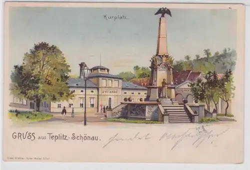 88592 Ak Gruss aus Teplitz-Schönau Kurplatz 1899