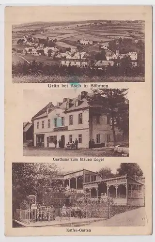 68725 Mehrbild Ak Grün bei Asch in Böhmen - Gasthaus, Kaffee-Garten 1928