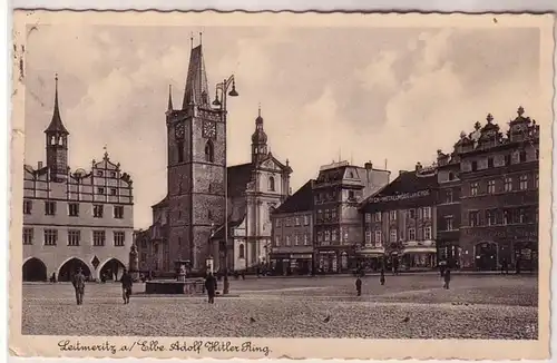 68113 Feldpost Foto Ak Leitmeritz an der Elbe Stadtansicht 1940