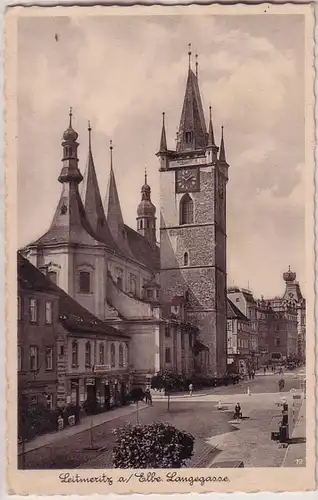 68112 Feldpost Photo Ak Leitmeritz à l'Elbe Langegasse 1943