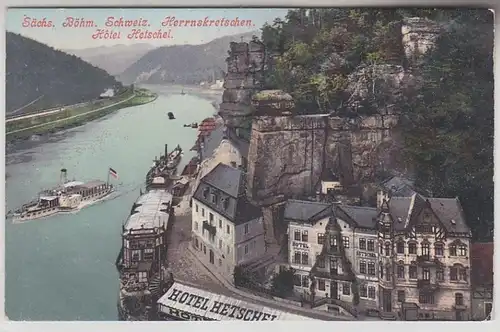 68102 Ak Herrnskretschen Hotel Hetschel sächs.Böhm.Schweiz um 1910