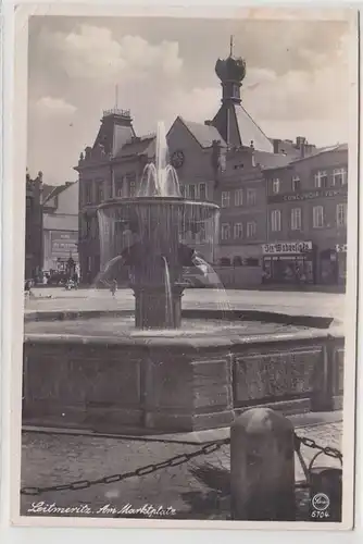 67948 Feldpost Ak Leitmeritz Litomerice sur la place du marché 1940